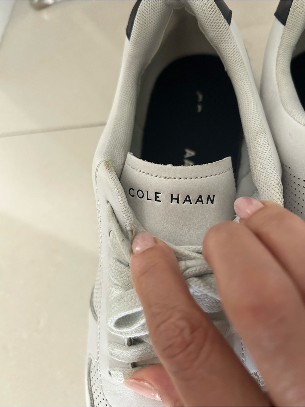 Cole Haan Grand Men's White Perforated Leather Sneakers - Picture 6 of 11